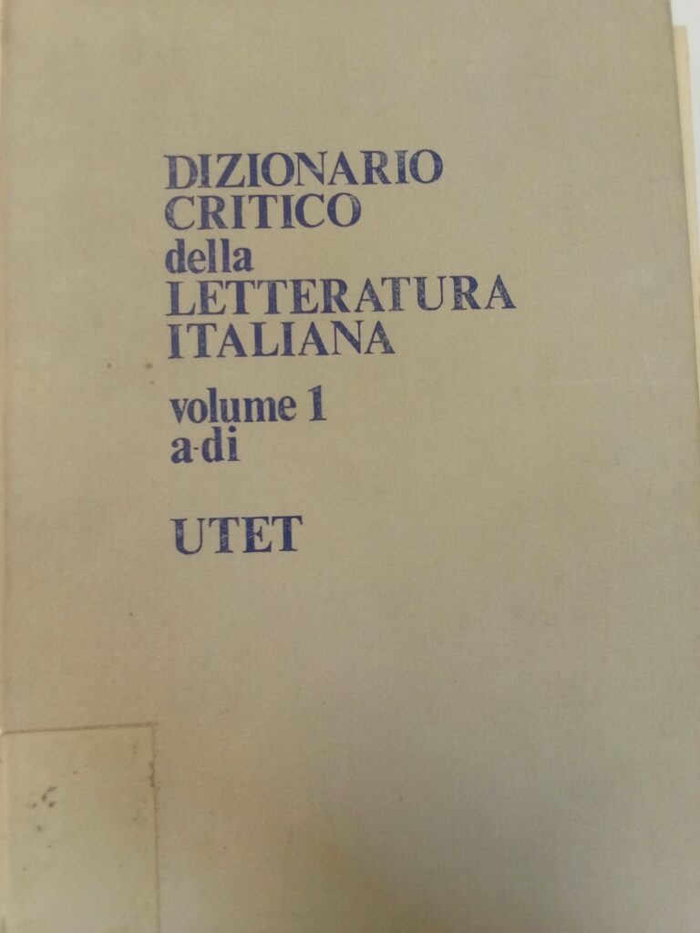 DIZIONARIO CRITICO DELLA LETTERATURA ITALIANA